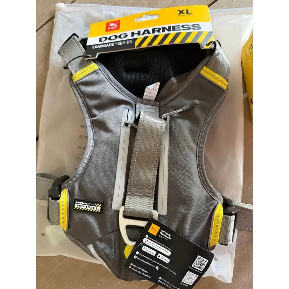 FIDA Lead Safe Set: Retractable Leash & No‑Pull Harness‎ XL Pet Training